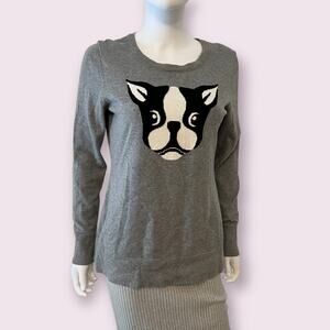 BASS Frenchie Gray Bulldog Lightweight Cotton Pullover Sweater, M